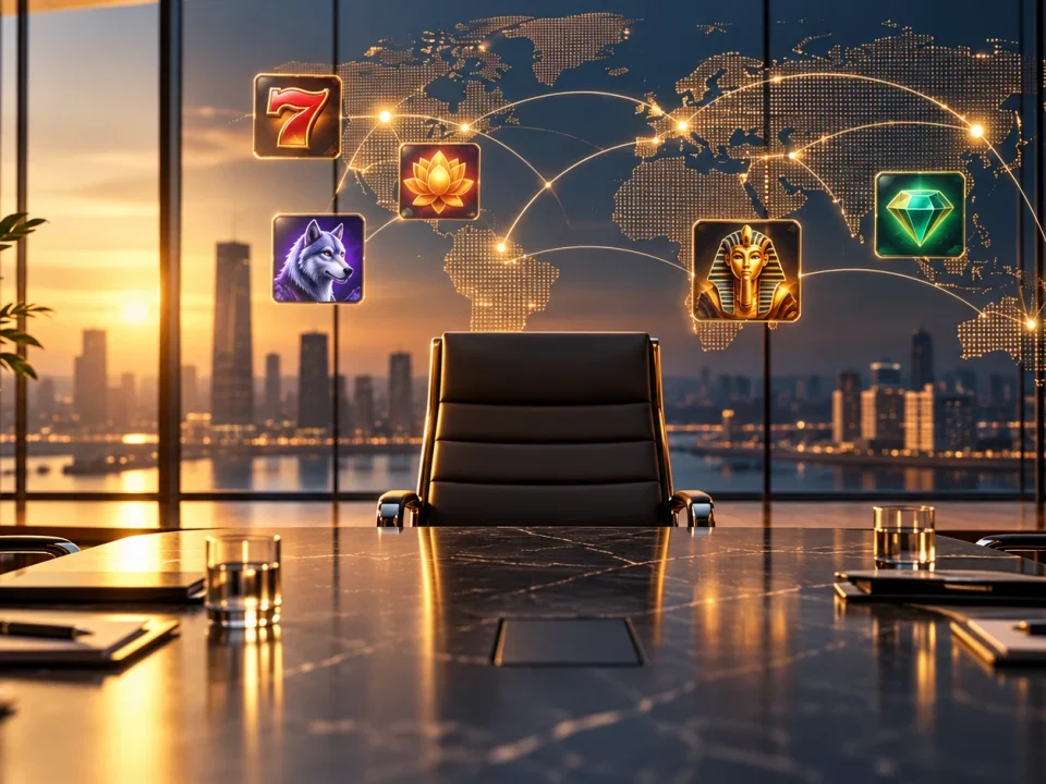 Sala conceptual de estrategia comercial para un proveedor global de iGaming