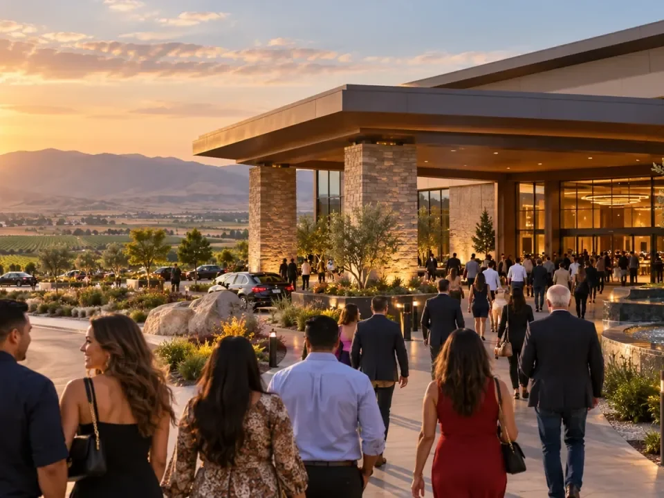 Generated illustration of guests arriving at a new Central Valley casino resort