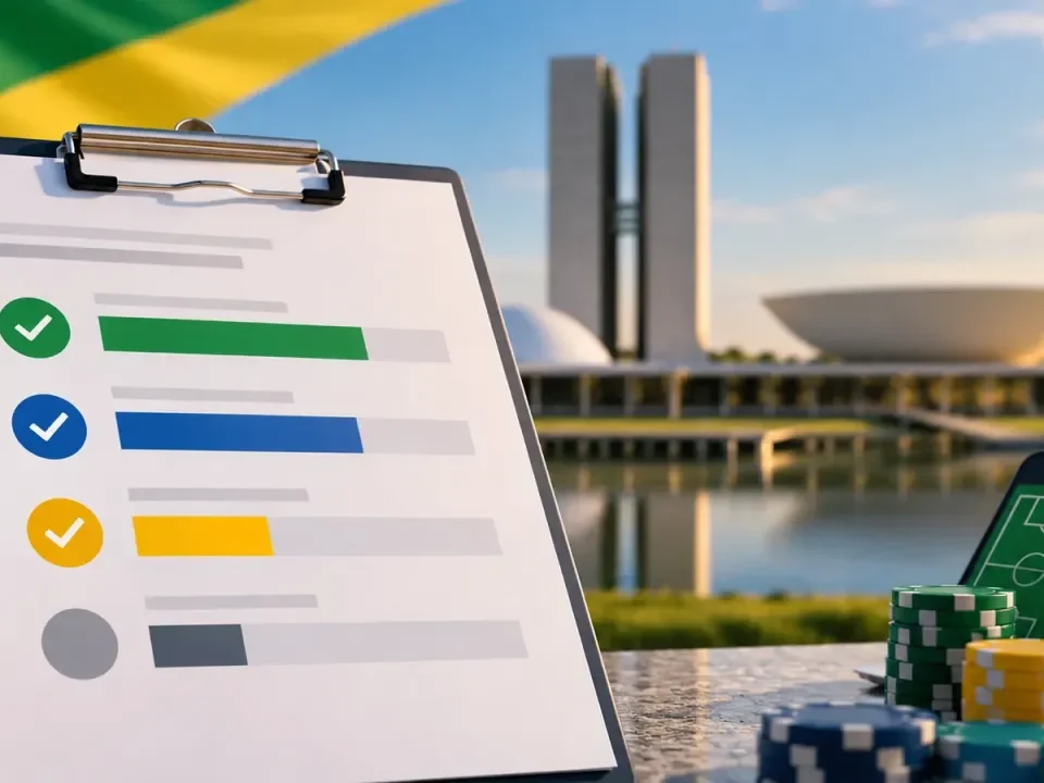 Neutral generated illustration of a Brazilian public-opinion survey with abstract charts