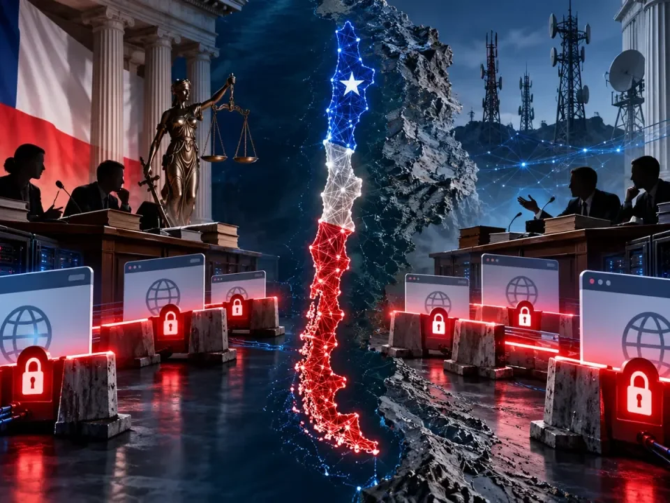 Mapa conceptual de Chile entre procesos judiciales y dominios de internet bloqueados