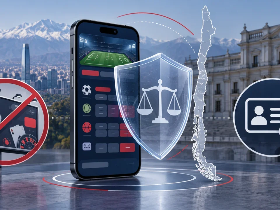 Conceptual Chilean online betting platform behind a regulatory shield