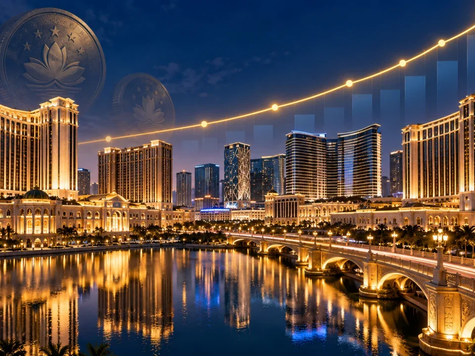 Horizonte de complejos de estilo Macau bajo un gráfico ascendente de ingresos