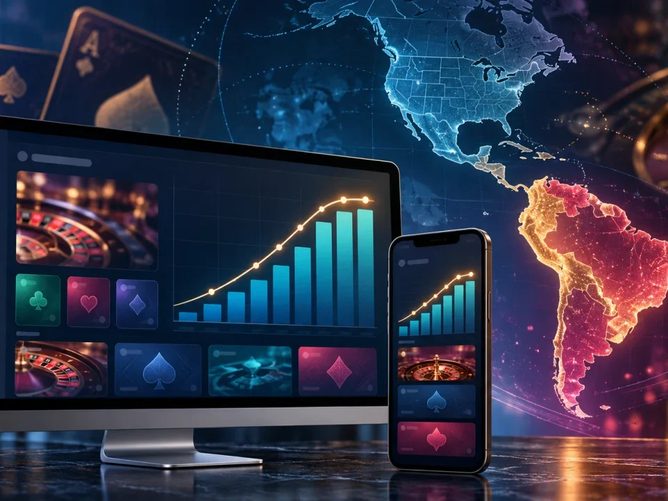 Pantallas de casino online sin marca con gráficos de ingresos al alza en Norteamérica y Latinoamérica