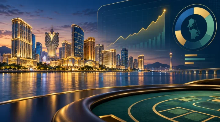 Horizonte conceptual de complejos de Macao con gráficos de ingresos y cuota de mercado